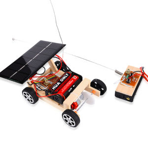 DIY Mini Solar Wireless Remote Control Car Toy Science Educational Toy Assembly RC Toys Wooden Car Vehicle Model For Kids