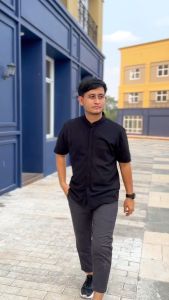 kemeja polos hitam XXL XXXL XXXXL SIZE JUMBO PRIA LENGAN PENDEK