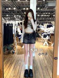 Slimming High Waist Denim Mini Skirt for Women Black Grey Versatile Spring Summer New Style Commute A-Line Short Skirt