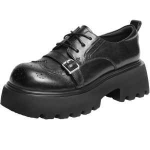 Belle | Height-increasing Thick Sole Oxford Martin Leather Shoes