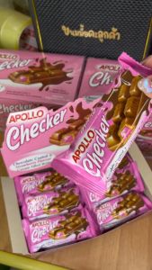 [New Stock] Apollo Checker 18G X 24’S | Strawberry Bar Chocolate Milk Cream Wafer Childhood Snacks Biscuit Coklat