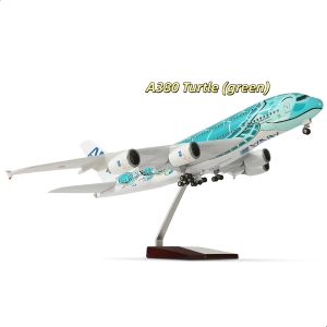 47CM Scale Aircraft a380 Air Japan Ana Airlines Airplane Model A380 Green Sea Turtle Air bus Diecast Plane Collectible Miniature