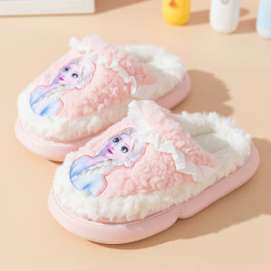 Elsa Queen Cotton Slippers Childrens Casual Home Soft Bottom Princess Snow White Princess Indoor Shoes Girls Indoor