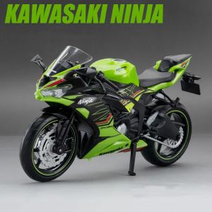 1:12 Kawasaki Motors Toys NinjaX6R Metal Diecast Motorcycle Model With Front Wheel Steering Alloy Fuel Tank Toy For Kids Gift