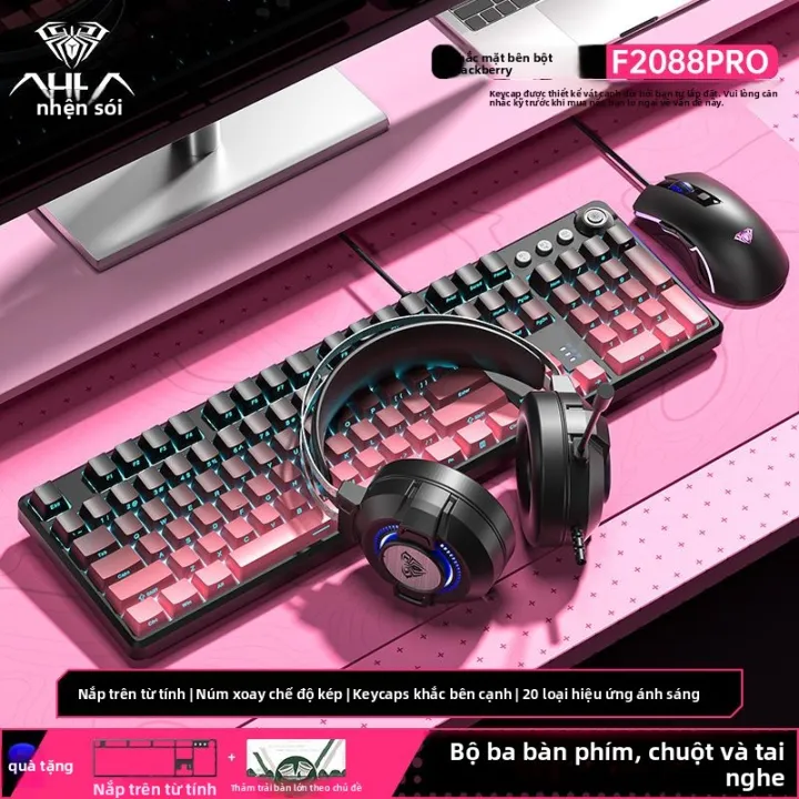 AULA | Bộ 3 Món Bàn Phím Cơ Wolf Spider F2088pro, Chuột Có Dây & Tai ...