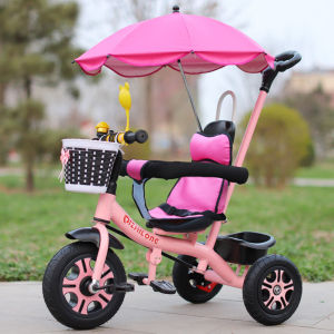 Childrens Three-Wheel Hand-Push Cart Metal Toy for Boys and Girls Suitable for 6 Months or Above Qizhilong Brand