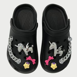 8ชิ้น Crocs Jibbitz เสน่ห์3D Pegasus หัวเข็ดขัดโบว์เพชรที่ถอดออกได้รองเท้าลายสลักโซ่สำหรับ Crocs