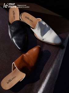 Tri-color Goodyear Thick-soled Genuine Leather Mules