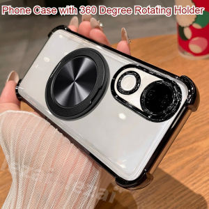 Shockproof Casing Vivo Y39 Y29 Y19s Y28 Y18 Y200 Y36 Y04 Y29s Case with 360 Degree Rotating Holder Clear Luxury Aesthetic Thickened Air Cushion Anti-Fall