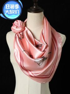Elegant Silk Scarf Womens Fashion Spring Autumn 90cm Versatile Shawl Headscarf Neck Warmer Multi-Functional Polyester Fiber
