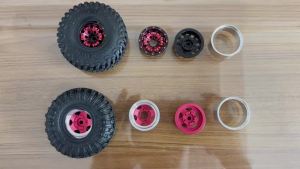 RS RC 60*20mm 1.0" Beadlock CNC Wheel Rims Mud Tires for 1/24 RC Crawler Car Axial SCX24 FCX24 Enduro24 Upgrade (W1049-T2430)