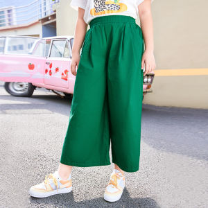 plus Size Girls Loose Cotton Elastic Waist Wide Leg Pants Summer Childrens Clothing Kids plus Size Loose Nine Points Trousers
