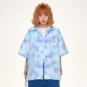 เสื้อเชิ้ตแขนสั้นลาย Tie Dye ป้องกันแสงแดดสำหรับผู้หญิง DNT ดีไซน์เกาหลี แขนสั้น สไตล์ใหม่ ฤดูร้อน เสื้อคลุมกันหนาวแบบลำลอง