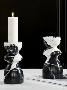 Wabi-sabi Style Marble Vessel Candlestick for Flower Arrangement