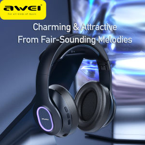 Awei A100BL Wired Wireless Bluetooth Gaming Headphone With Microphone HIFI Stereo bluetooth 5.0 Colorful RGB Breathing Lights Headset For PC Computer Laptop TF/FM