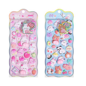 2 pcs/lot Creative Animals Party Soft Puffy 3D Stickers Scrapbooking Diy Journal Stationery Sticker Deco School Office Supplies