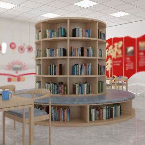 Creative Large Size round Bookshelf Free Standing Multi-Function Integrated Seat Stand Library Hall Childrens Picture Book Shelf