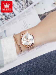 OLEVS | Diamond-Embedded Water-Resistant Quartz Watch Metal Mesh Strap