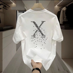 Yiyjangde Pure Cotton% Simple All-Match Tops Short-Sleeved T-shirt Mens and Womens Ins Style Trendy Couples T-shirt