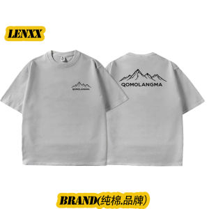 เสื้อยืดแขนสั้นผู้ชายคอตตอนคุณภาพสูง ทรงหลวม สไตล์ลำลอง ลายภูเขา ใส่สบาย ระบายอากาศได้ดี ผลิตจากจีน