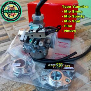 Paket Karbu Karburator Karisma Adaftor Mio Beat Vario Scoopy Spacy Fino Suzuki Nex
