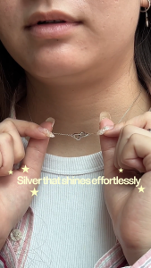 MILLENNE Made For The Night Forever Linked Hearts Cubic Zirconia Rhodium Necklace with 925 Sterling Silver