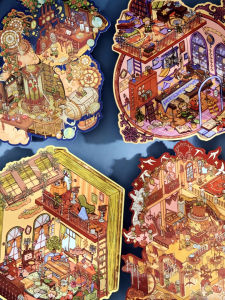 Mr. Paper Prince Dream Star 3D Miniature Scene Sticky Decals Large Size Fun Stress Relief Interesting Stereoscopic House Sticker