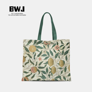 Morrison Retro Leaf Floral Horizontal Cloth Bag Large Capacity Eco-friendly Museum Student Shoulder Handbag Canvas Shopping Bag