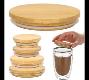 52/62/72/80/90/100mm Round Wood Mason Jar Lid Bottle Canning Storage Silicone Sealing Cap Wood Wide Mouth Cover Reusable Jar Lid