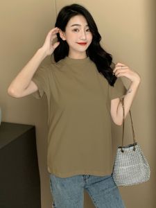 Áo Thun Cotton Dáng Rộng Cổ Cao Tay Ngắn Mùa Hè Cho Nữ Áo Thun Dáng Rộng Thoải Mái Tay Ngắn Cổ Cao Dáng Rộng Thời Trang