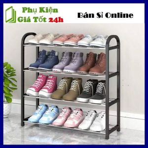 Kệ Để Giày Dép 4 Tầng - Giá Đựng Giầy Dép Thông Mình 4 Tầng Khung Nhựa + 16 Thanh INOX Dễ Lắp Ráp - Kệ Để Sách Vật Dụng Trang Trí Decor Phòng Khách Đa Năng