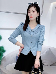 Slimming Short Sleeve Long Womens Shirt Fashion Design Lace Trim Splice Base Shirt Trendy Commute Style V-neck Polyester Fiber