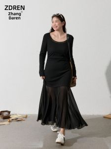 ZHANGDAREN | Đầm Dài Dành Cho Người Béo Mùa Thu