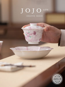 Hand-Painted Rose Ceramic Tea Set Gongfu Tea Brewing Bowl Home Use Tea Tools Vintage Style Non-Handmade Kitchen Diningware