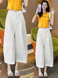 XIANGHOUMINCHU | Tencel Linen 8-length Lightweight and Versatile Womens Pants