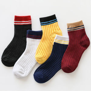 ถุงเท้าเด็กผ้าฝ้ายผสมคอตตอน 5 คู่ ถุงเท้าเด็กชายและเด็กหญิง ฤดูใบไม้ผลิและฤดูร้อน ถุงเท้าเด็กผู้ใหญ่ ถุงเท้าเด็กทารก ถุงเท้าเด็ก