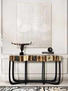 Accessible Luxury Console Tables Minimalist Modern Side View Entrance Door Home Wall Creative Tempered Glass Living Room Stainless Steel Top