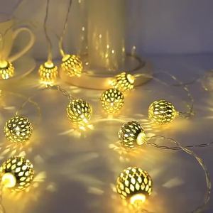 1PC 1.5M/3M Battery Powered Moroccan Ball Lamp String Indoor and Outdoor Lights Used for Wedding Party Festivals Birthday