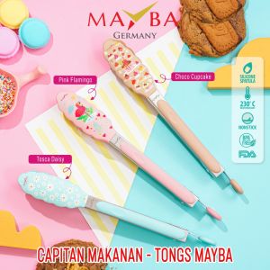 MAYBA TONG Penjepit Makanan silikon Capitan MOTIF Daisy Tosca/Cup Cakes Choco/Flaminggo Pink