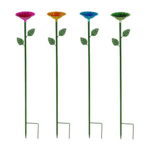 【New Arrival】 Bee Watering Station Bee Cups with Stake Metal Bee Water Feeder Flower Shape Standing Bee Feeder for Garden Yard Decor