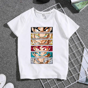 Bandai | Seven Dragon Ball Goku Cartoon Printed Boys Short-sleeved T-shirt for Children Adult Half-sleeved Versatile Family Wear Top