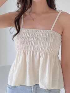 Chic Sweet Versatile Pleated Ruffle Strapless Vest Womens Elegant Innerwear Outerwear Belted Anti-Aging Tank Top