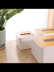 [HCM]Hộp Đựng Giấy Ăn Hình Vuông Mặt Tre Thiết Kế Đơn Giản-GL314