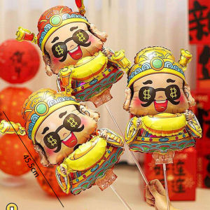 YESPERY 1/4Pcs 3D New Year Handheld Balloon 2026 Horse Year God of Wealth Balloon Cartoon Mascot Balloon Spring Festival New Year Celebration Decoration