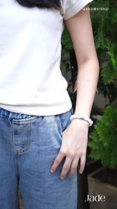 JADE หยกแท้ 4-10 มม. สีขาวอมเขียว เล็กๆ ขนาดเม็ดหินได้ สร้อยความหยุดข้อมือหินแท้ by SiamOnlineShop