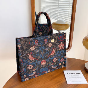 Chic Fashion Large Floral Tote Bag Commuter Ethnic Trend National Style Handbag Casual Single Shoulder Bag for Youth