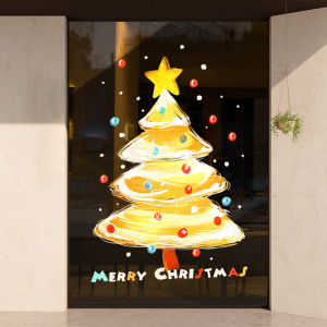 Static Christmas Tree Decorations Stickers Traceless Jewelry Store Christmas Scene Arrangement Nursery Christmas Theme Wall Decals