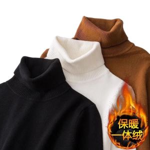 Áo Len Dệt Kim Dày Cỡ Lớn Thời Trang Mùa Đông Cổ Cao Màu Trơn Một Mảnh Lông Cừu Dệt Kim Dài Tay Áo Len Dệt Kim