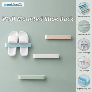 JustLiving ชั้นวางรองเท้าติดผนัง1ชิ้นชั้นวางรองเท้าติดผนังที่ใส่รองเท้าประตูออแกไนเซอร์จัดเก็บที่แขวนรองเท้าแขวนรองเท้าสำหรับห้องน้ำที่ไม่มีกาวติดในห้องน้ำ