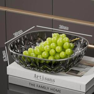 Crystal Fruit Bowl Elegant Gold Rim Diamond Cut Texture Shatter Resistant for Daily Fruit Snack Vegetable Serving Use